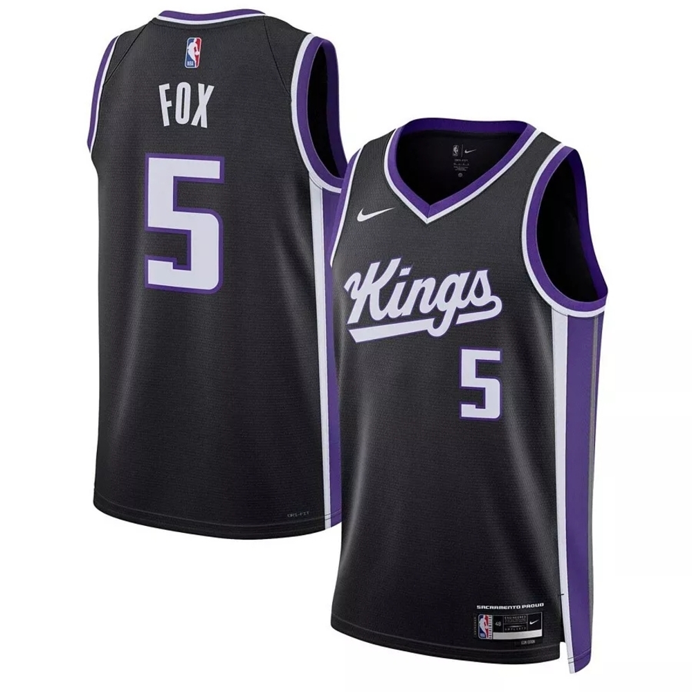 Nike Black & Purple Sacramento Kings Fox #5 Basketball Jersey